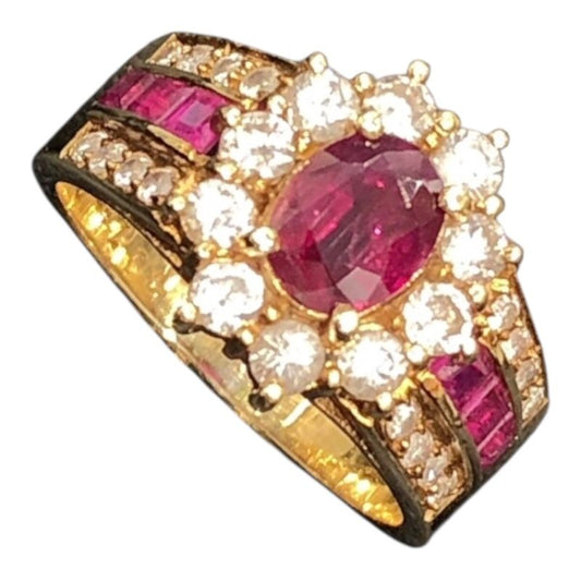 Exquisite K18YG Ruby and Diamond Ring - A Timeless Treasure
