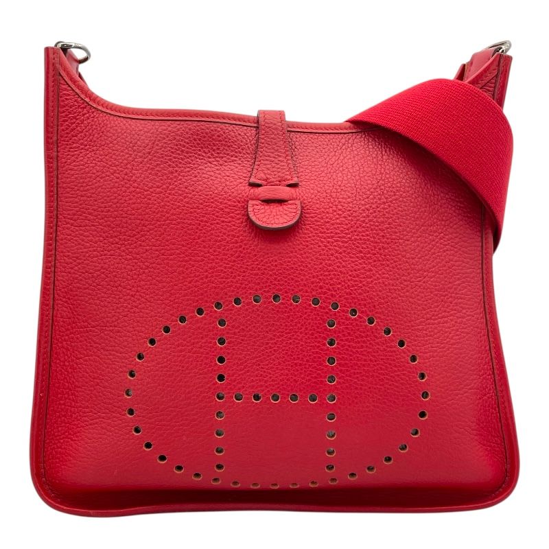 HERMES Evelyne 1 PM in Rouge Kazak with Silver Hardware