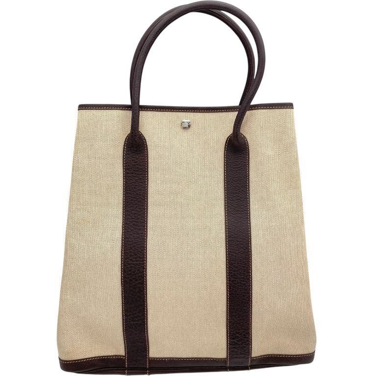 HERMES Garden File MM Handbag in Maroon with Silver Hardware