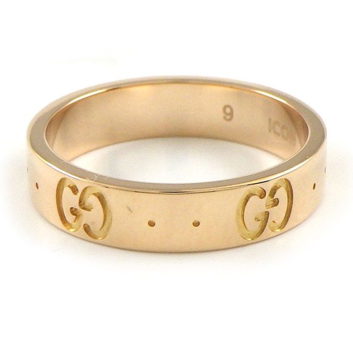 GUCCI Icon Slim GG Logo Ring in K18 Pink Gold - Size 8.5