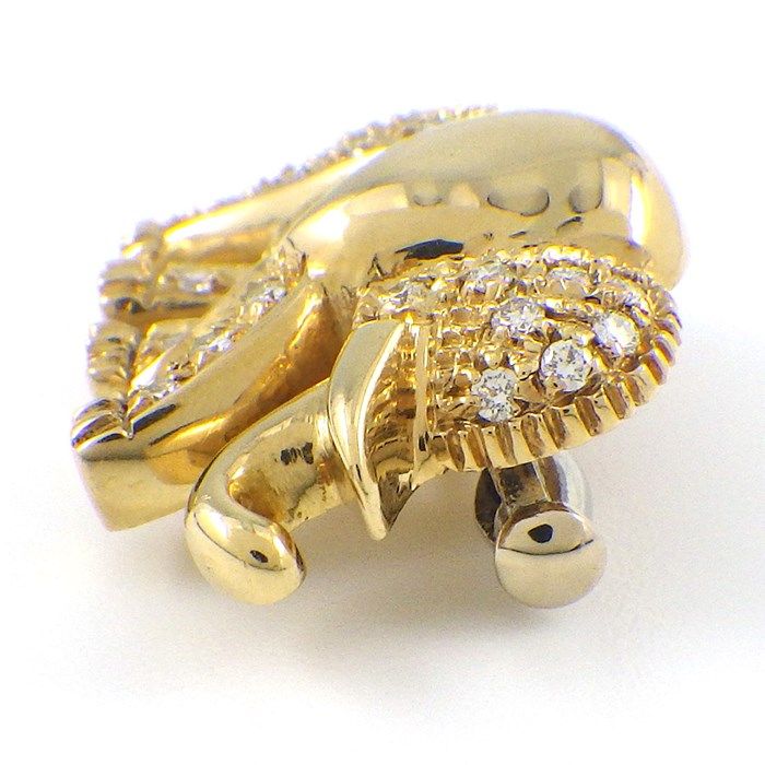 Exquisite Diamond Elephant Motif Brooch in K18 Yellow Gold