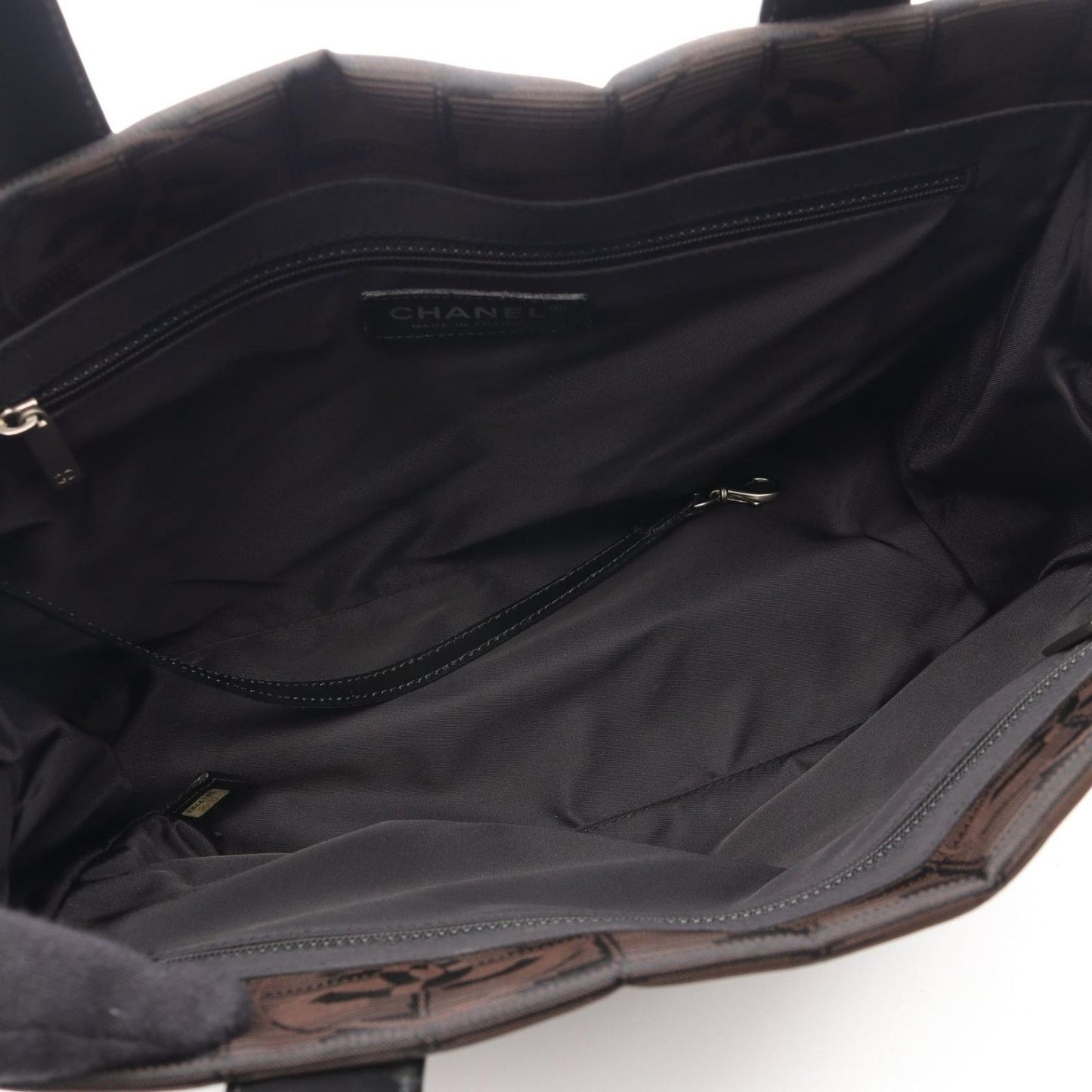 CHANEL Black & Dark Brown Nylon Canvas Tote Bag - New Travel Line PM