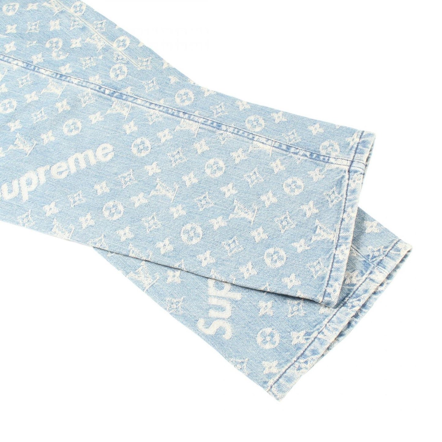 LOUIS VUITTON × Supreme Monogram Jacquard Denim Pants - Blue
