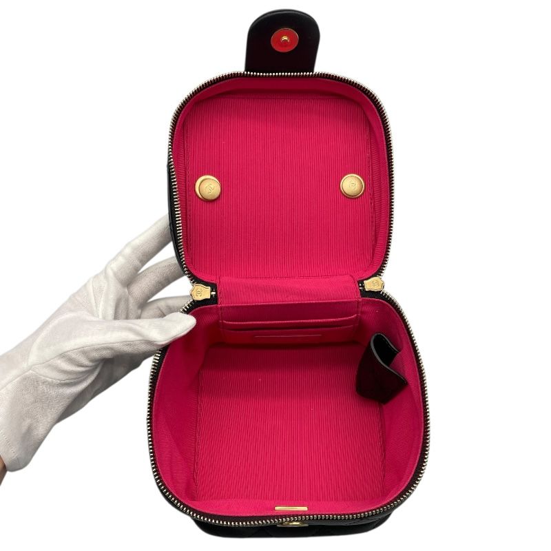 CHANEL Vanity AS3228 Black Lambskin Shoulder Bag with Gold Hardware