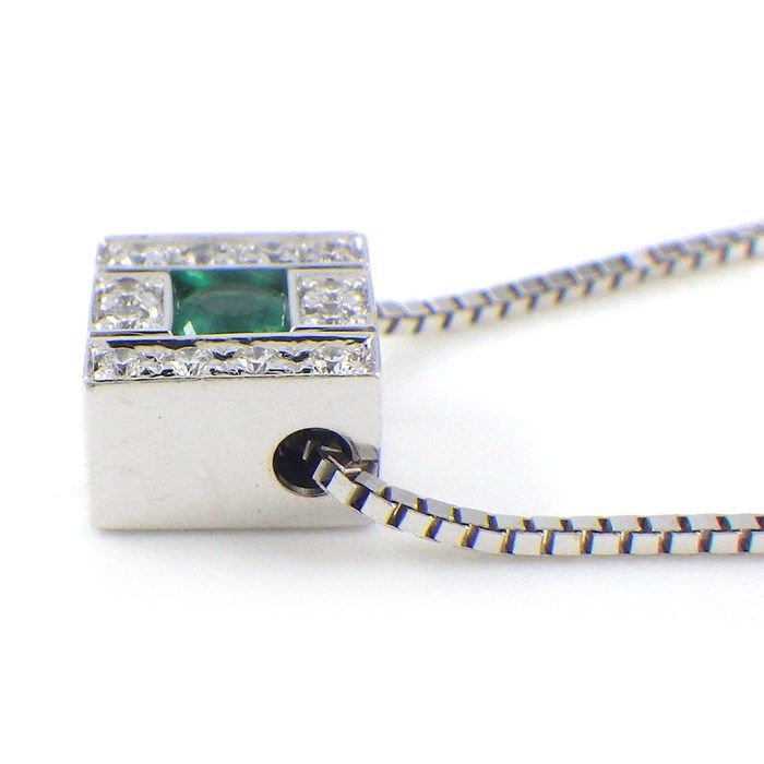 Damiani Belle Époque Square Necklace with Emerald & Diamond