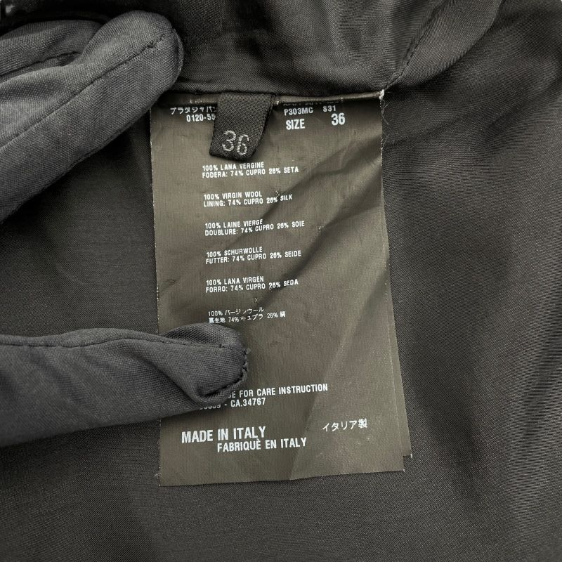 PRADA Metal Button Short Sleeve Dress in Black Wool - Size 36