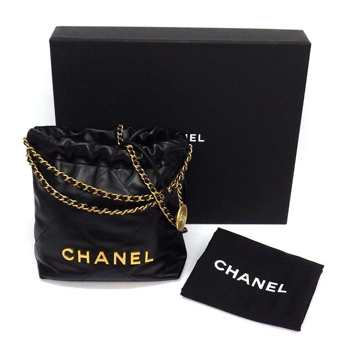 Chanel 22 Mini AS3980 Handbag in Black Shiny Calfskin