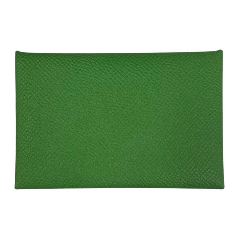 HERMES Calvi Verso Card Case in Vert Yuka & Celeste - B Stamp