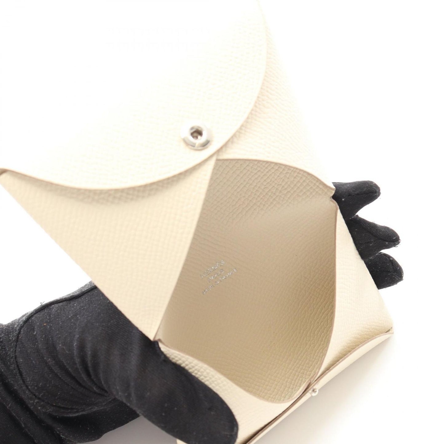 HERMES Calvi Coin Case in Pristine White - Unused Luxury Accessory
