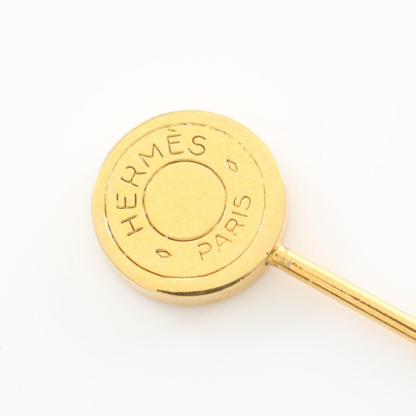 HERMES Gold Plated Serre Pin Brooch - Timeless Elegance
