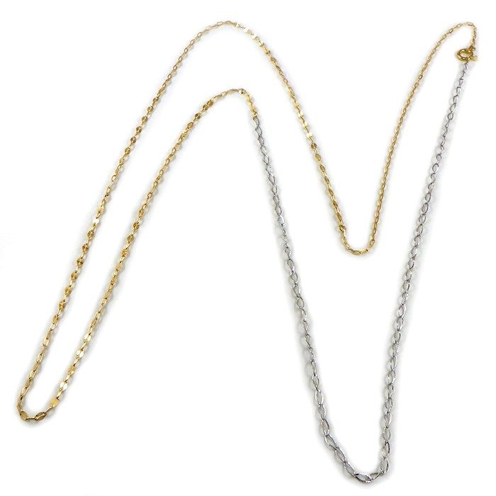 K18YG & K18WG Long Twist Chain Necklace - Exquisite Elegance