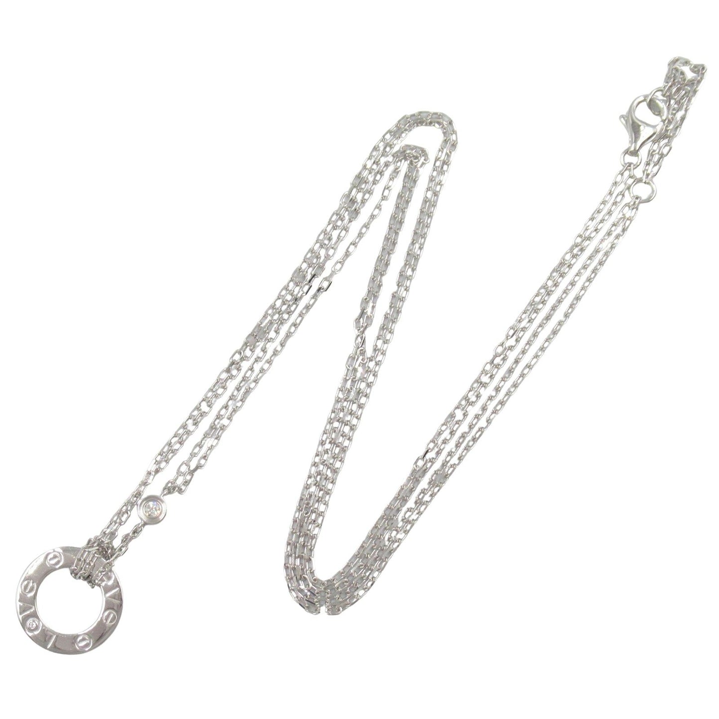 CARTIER Love Circle Necklace in K18WG with Diamonds