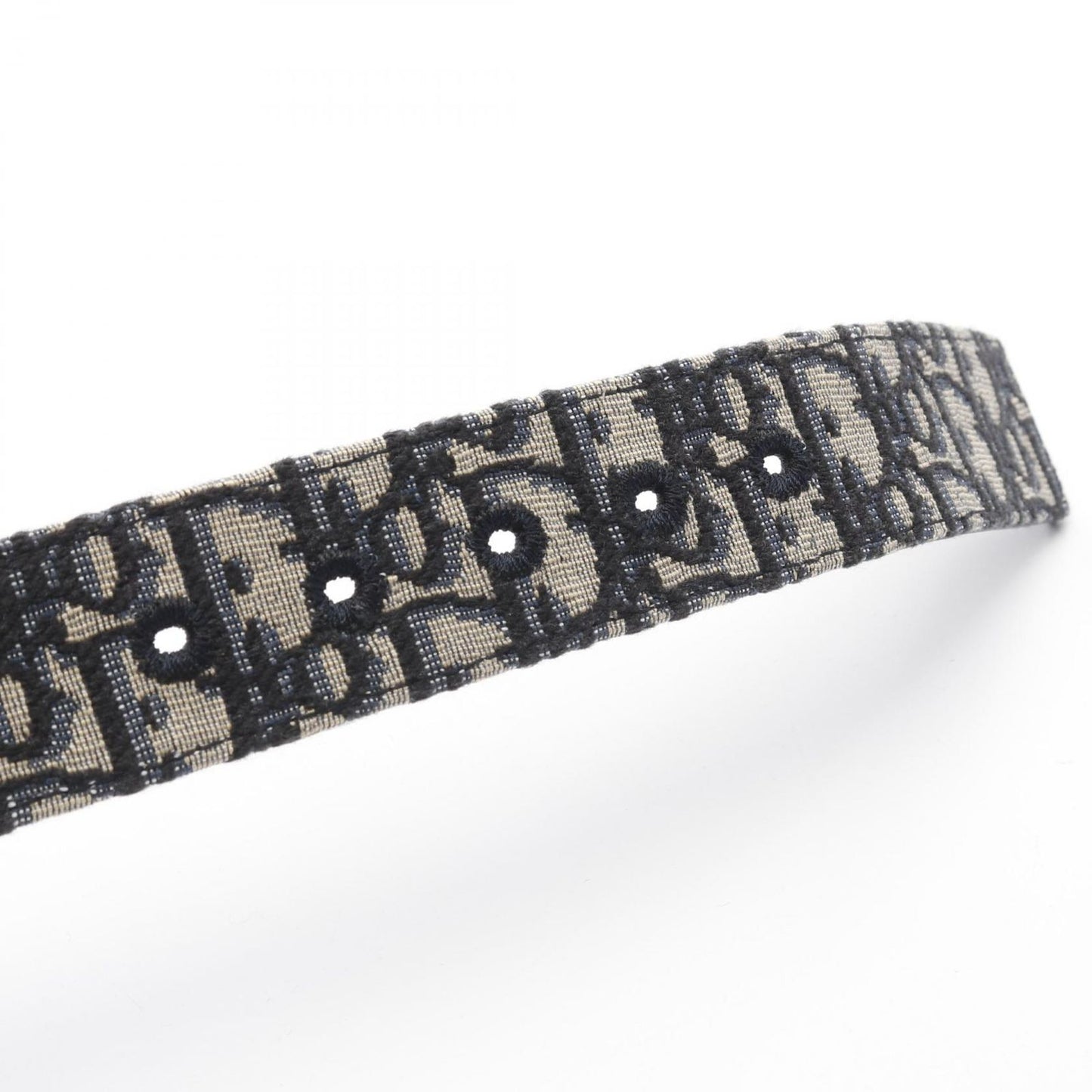 Dior Oblique Jacquard Canvas & Leather Belt - Navy - New