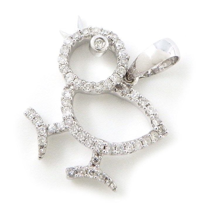 Charming Diamond Chick Motif Pendant in 18K White Gold