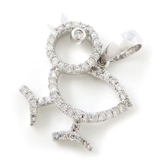 Charming Diamond Chick Motif Pendant in 18K White Gold