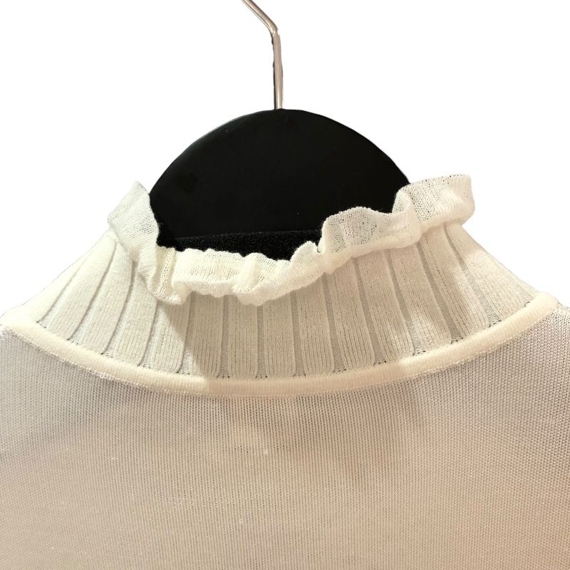HERMES Ivory Silk Knit Sweater with Unique Neck Design