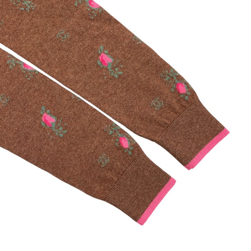 CHANEL Floral Cashmere Knit Sweater & Skirt Set - Brown