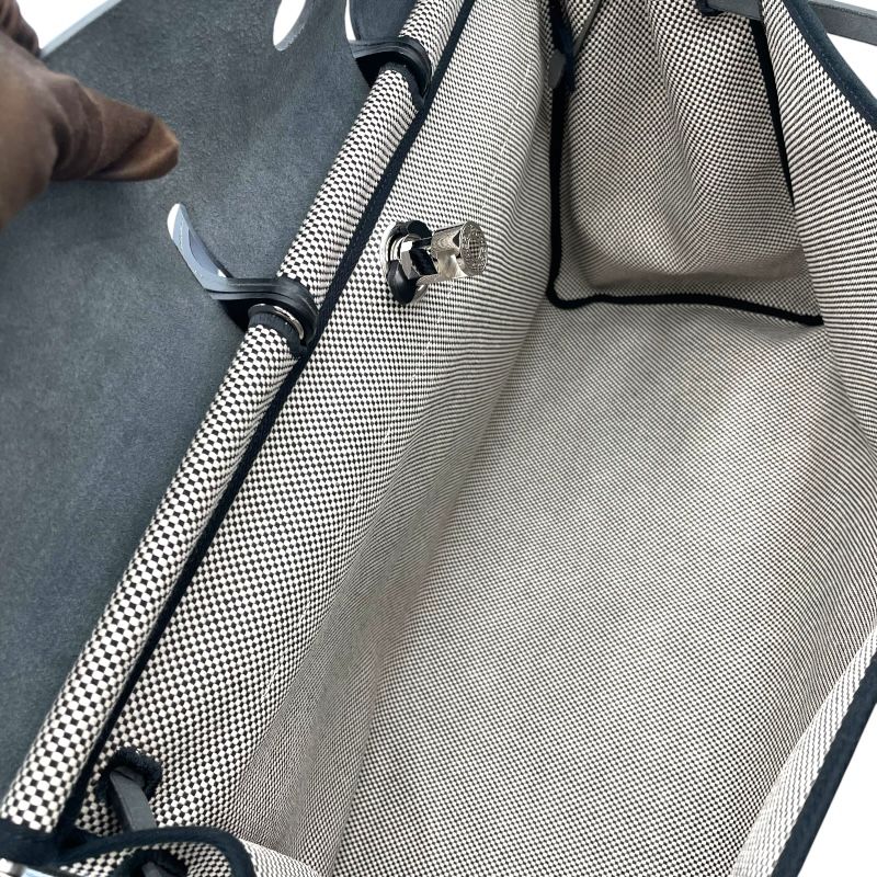 HERMES Aile Zip GM Black Canvas Handbag with Silver Hardware