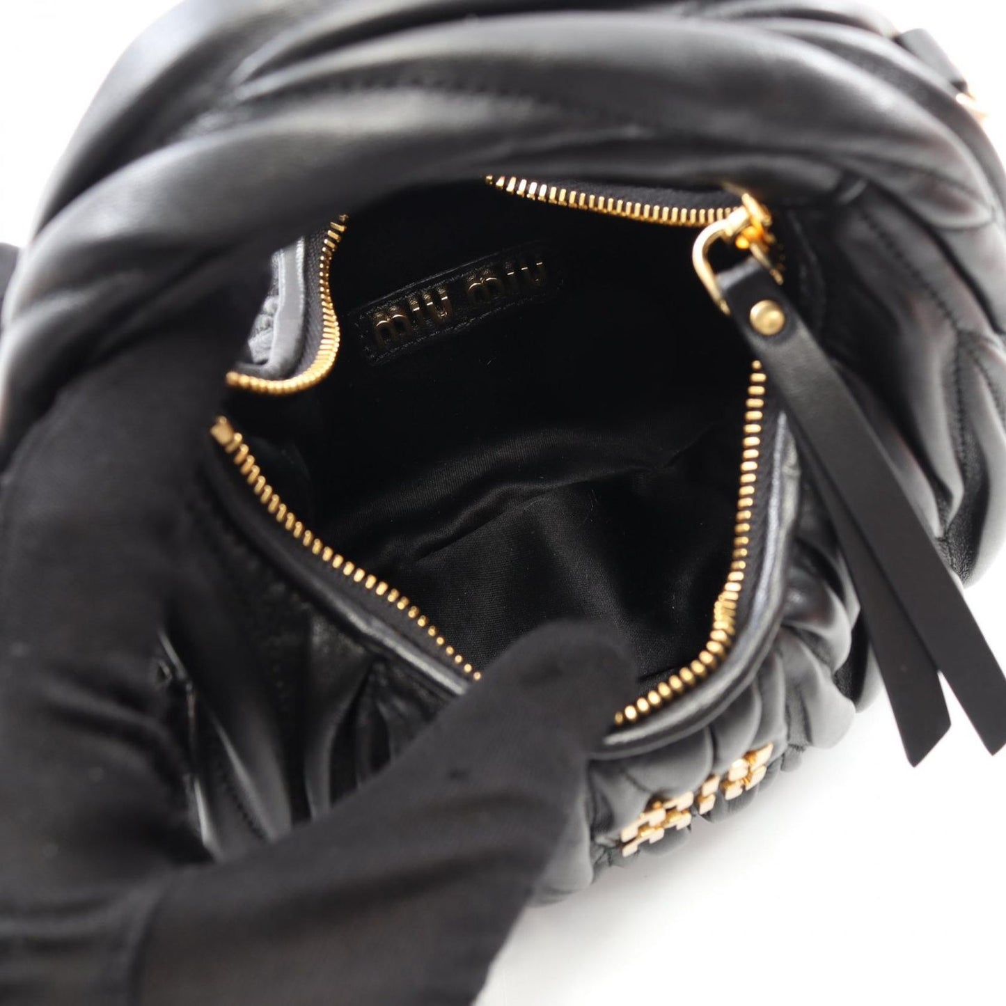 Miu Miu Wonder Matelassé Black Leather 2-Way Shoulder Bag