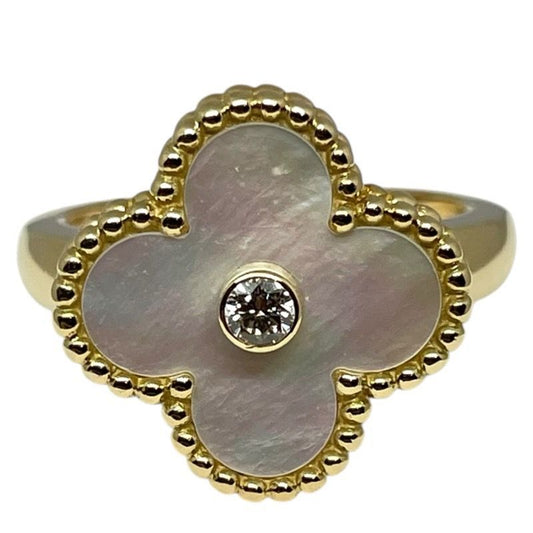 Van Cleef & Arpels Vintage Alhambra 1P Diamond Ring MOP 750