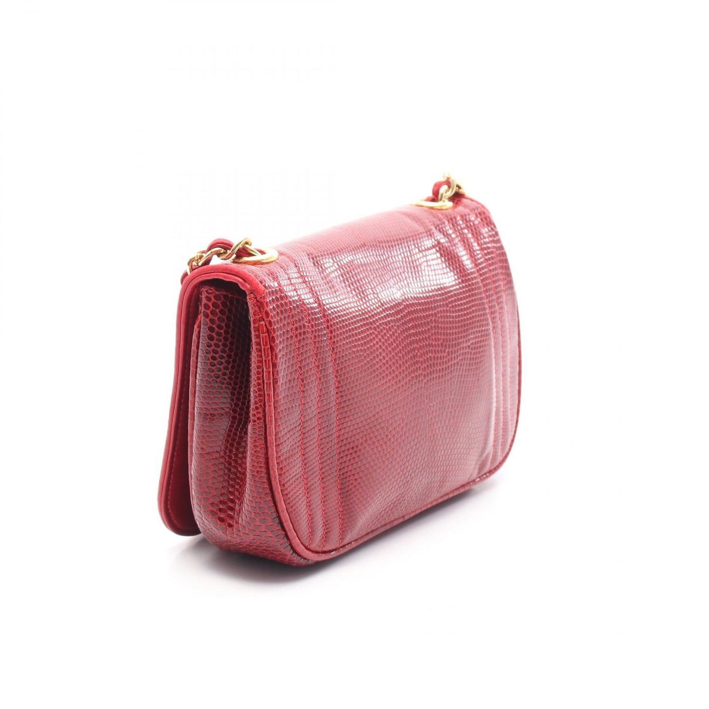 CHANEL Coco Mark Mini Chain Shoulder Bag in Exotic Red Leather