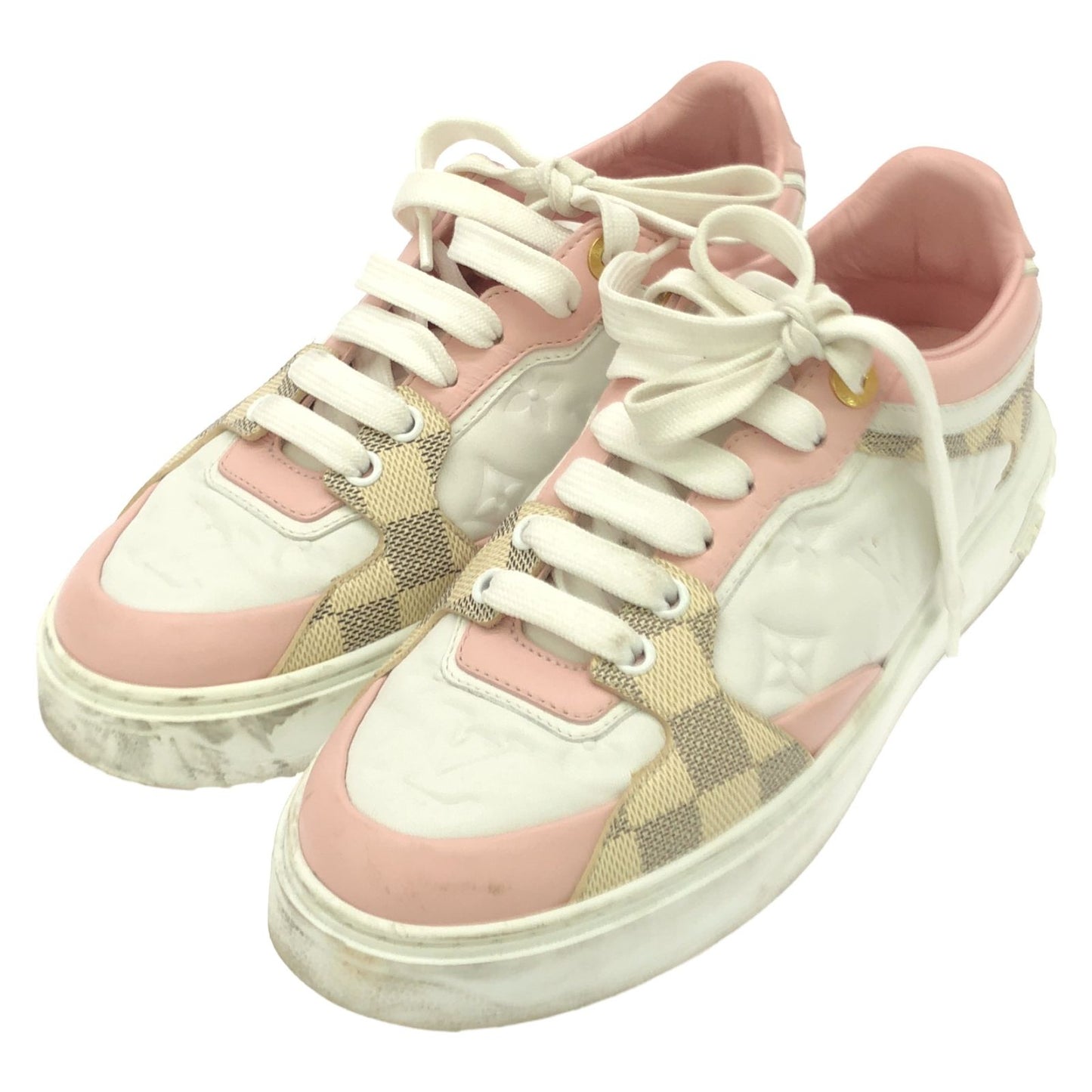 Louis Vuitton Pink Damier Azur Sneakers - Timeless Elegance