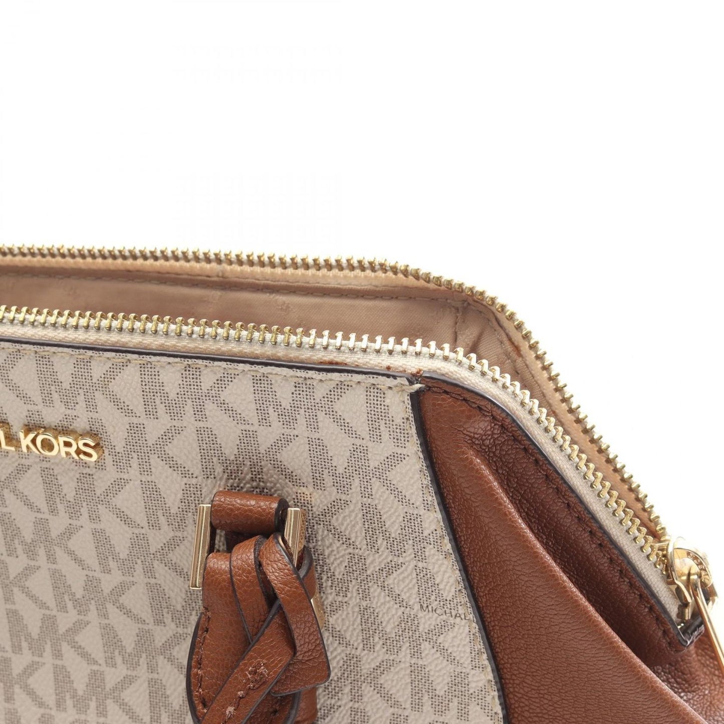 Michael Kors Charlotte MD Messenger Handbag - White/Brown