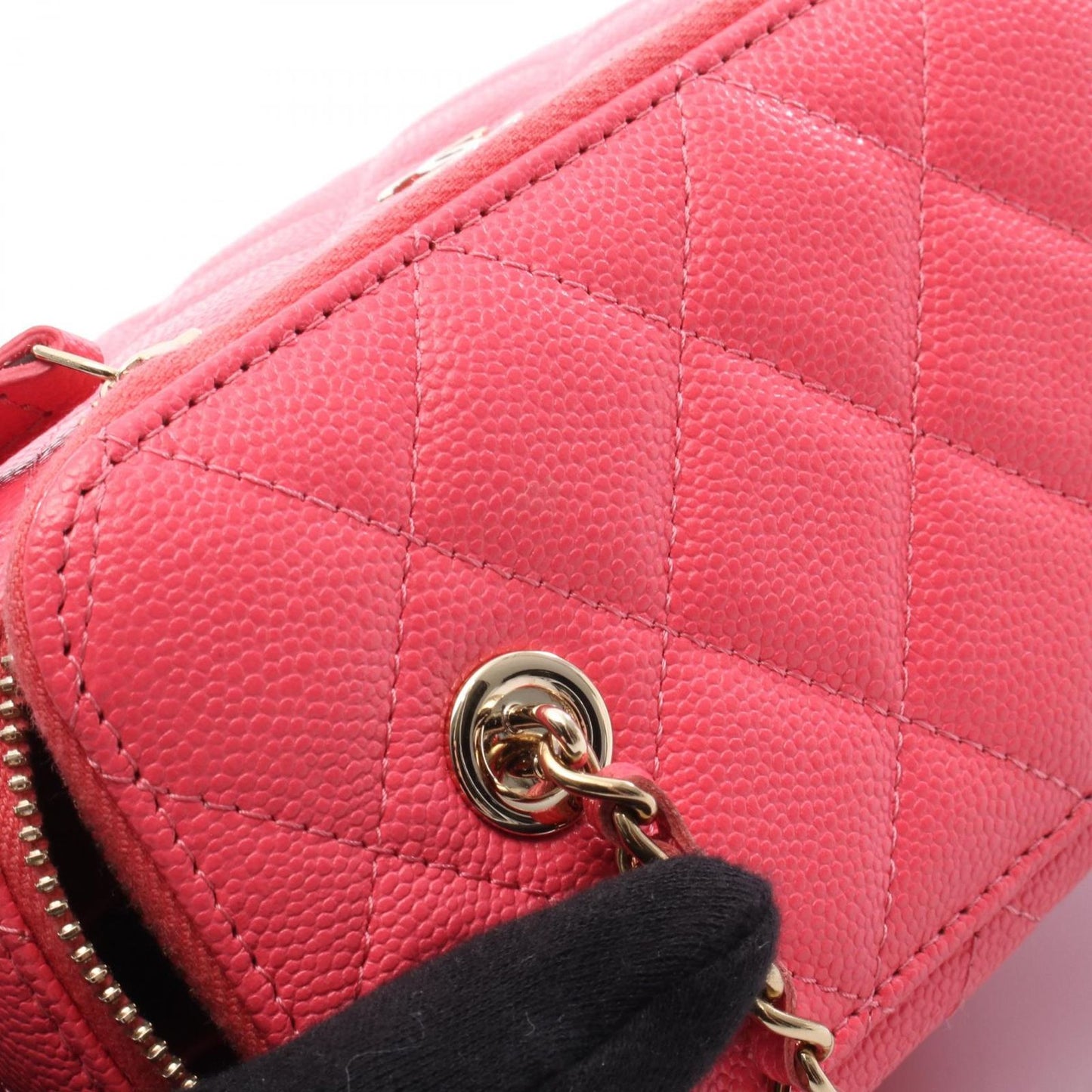 CHANEL Matelassé Vanity Shoulder Bag in Pink Caviar Leather