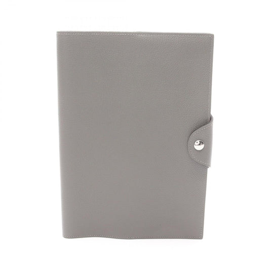 HERMES Ulysse MM Leather Notebook Cover in Gray - Timeless Elegance