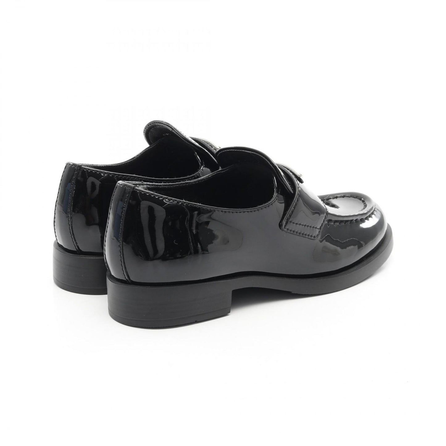 PRADA Triangle Logo Loafers in Black Patent Leather - Unworn Luxury