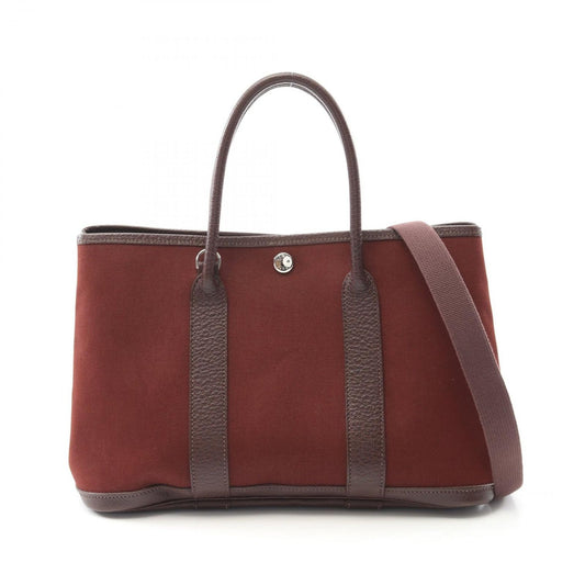 HERMES Garden Party TPM Tote Bag in Rouge Ash/Blue Indigo