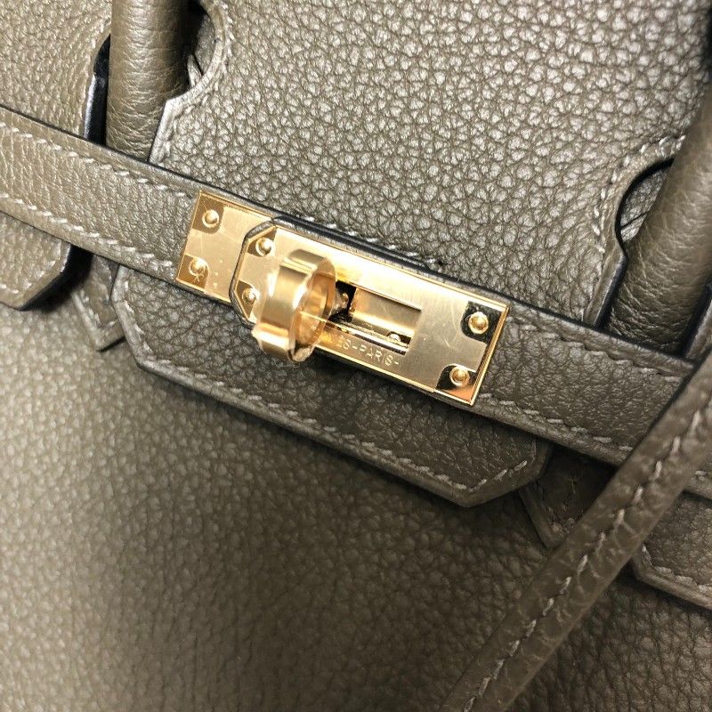 HERMES Birkin 25 Verso in Veil Maki & Blue Plume with Gold Hardware