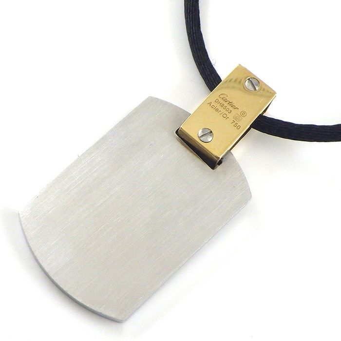 Cartier Santos 100 Pendant Necklace in K18 Yellow Gold & Stainless Steel