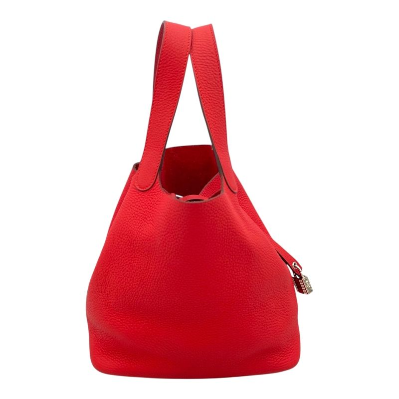 HERMES Picotin Lock MM Bougainvillea Handbag with Silver Hardware