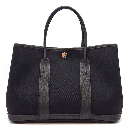 HERMES Garden Party TPM Handbag - Black Military Canvas, 2022