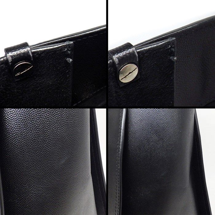 CHANEL Deauville MM Studded Handbag in Black Grained Calfskin