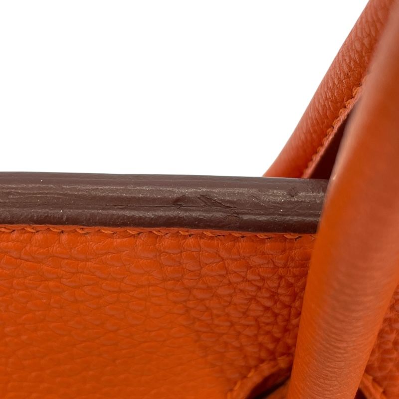 HERMES Birkin 35 Orange Togo Handbag with Silver Hardware
