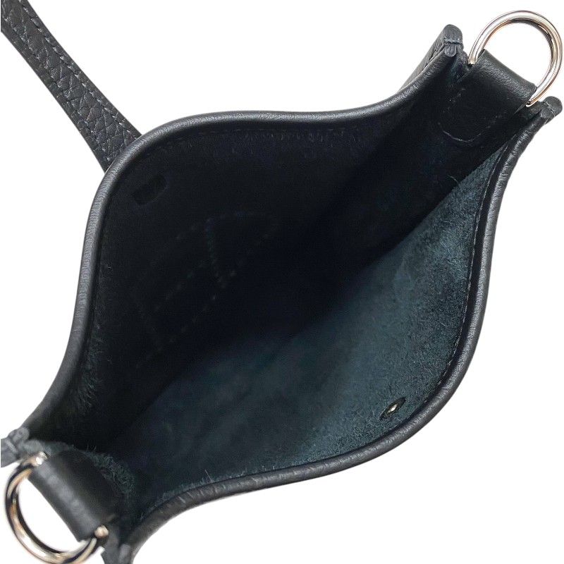 HERMES Evelyne TPM Black Togo Leather Shoulder Bag with Silver Hardware