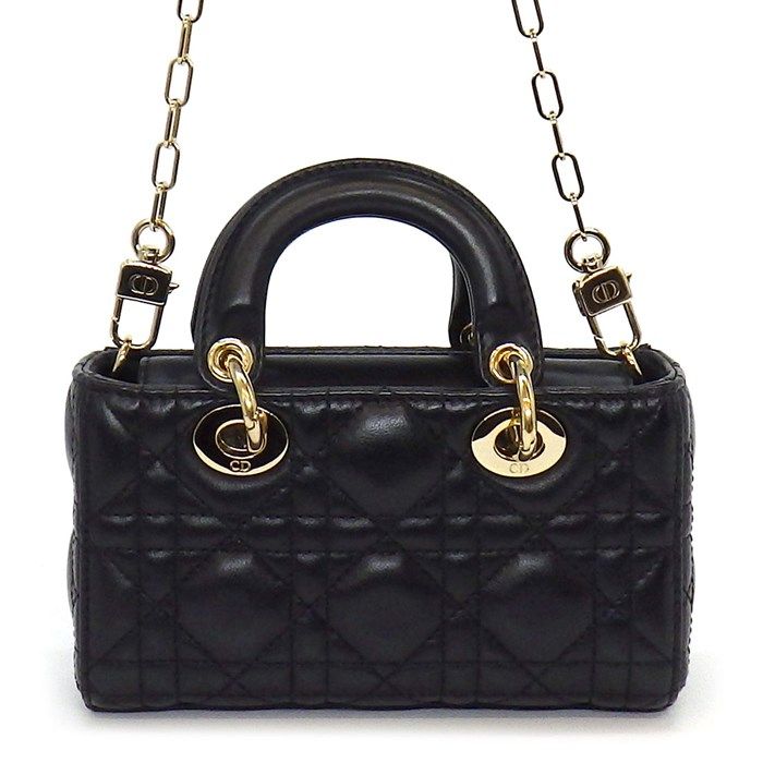 Dior Lady D-Joy Micro Shoulder Bag in Black Lambskin