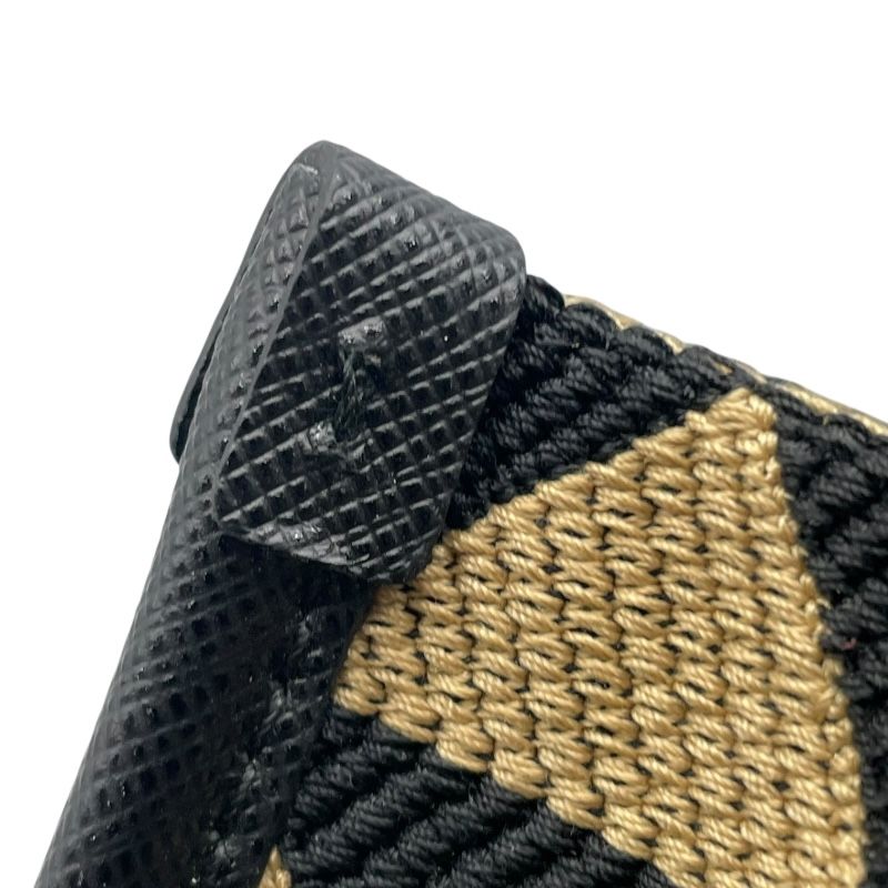 PRADA Symbol Embroidered Fabric Mini Bag - Black/Yellow