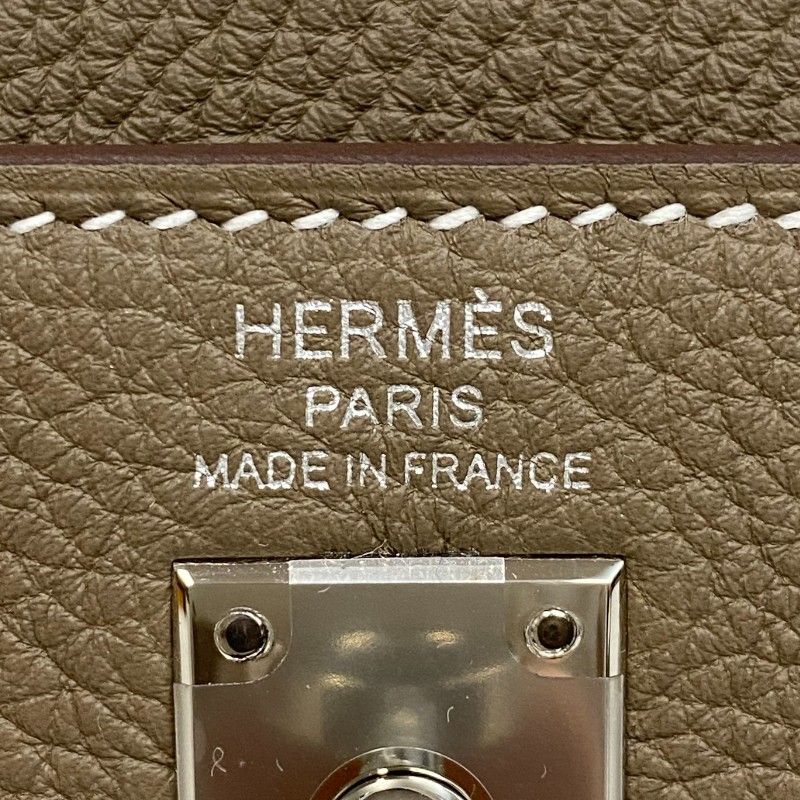 HERMES Kelly 25 Etoupe Togo Handbag with Silver Hardware