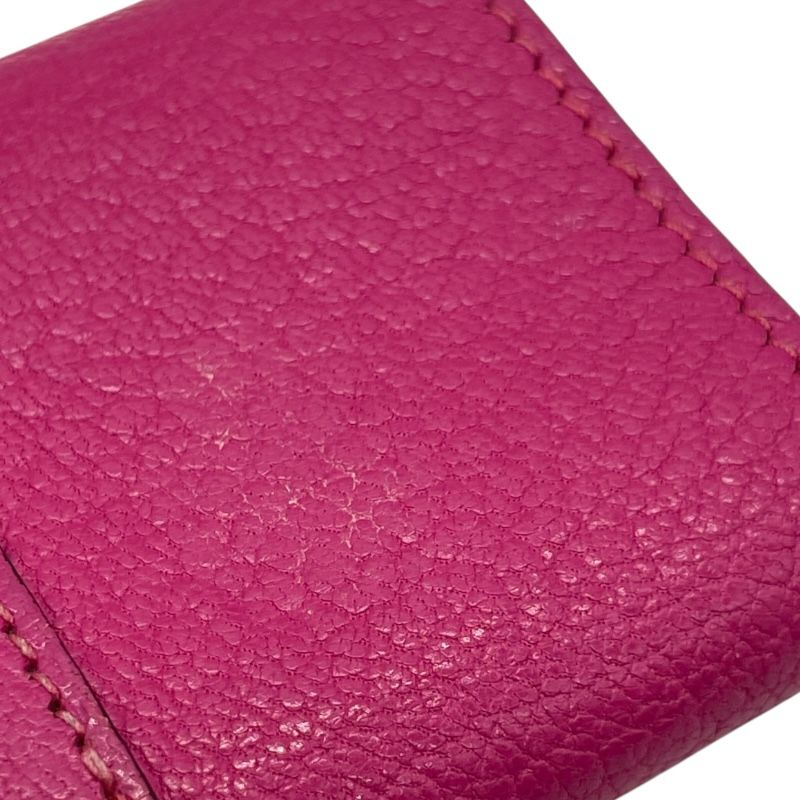 HERMES Béarn Key Case in Fuchsia Pink with Silver Hardware