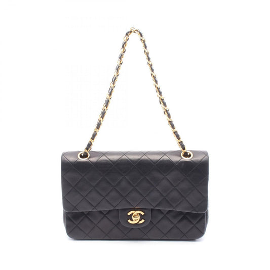 CHANEL Matelassé W Flap Shoulder Bag in Black Lambskin