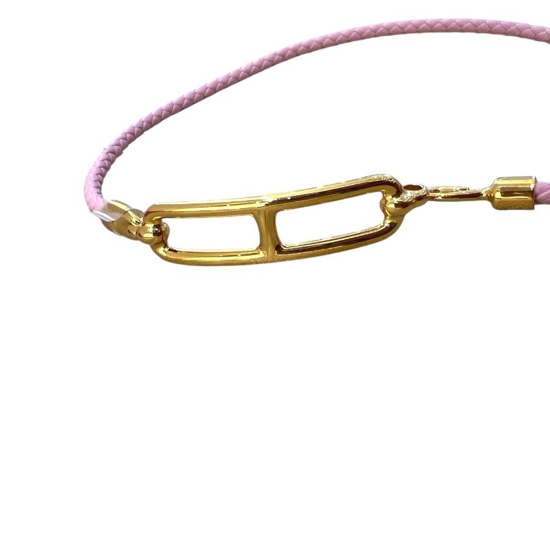 HERMES Ruri Double Tour Bracelet in Rose Sakura with Gold Hardware