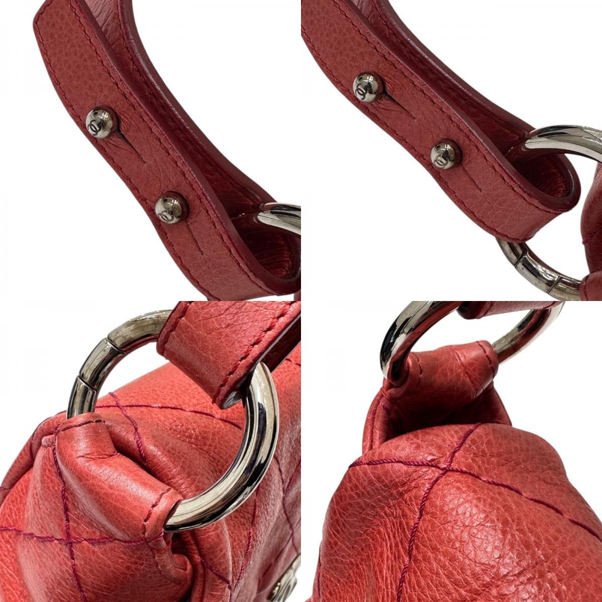 CHANEL Wild Stitch One-Shoulder Bag in Red with Silver Hardware