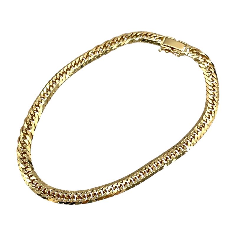 Exquisite K18 Gold 8-Sided Triple Figaro Anklet