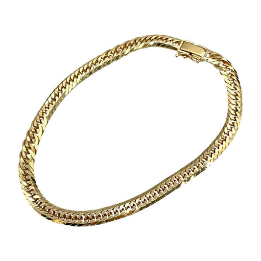Exquisite K18 Gold 8-Sided Triple Figaro Anklet