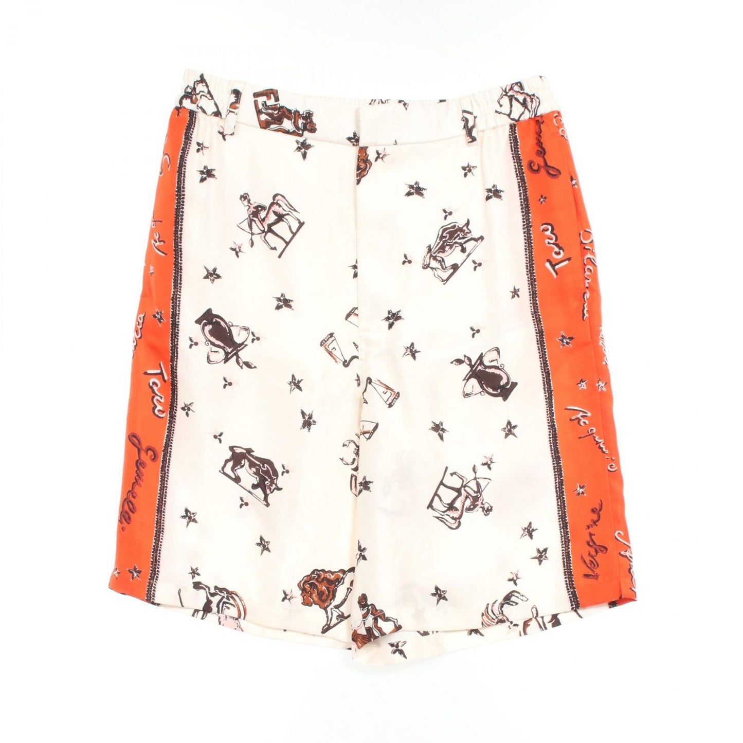 Fendi Astrology Silk Pants - Exquisite White/Orange Design