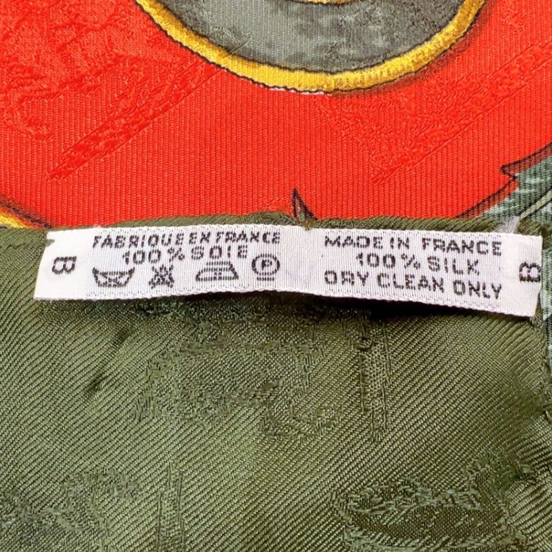 HERMES Carre 90 Linstrvction dvroy Green Multi Silk Scarf