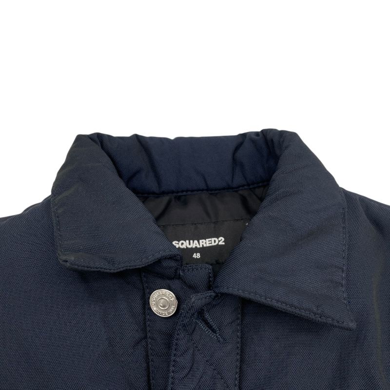 DSQUARED Logo Print Quilted Jacket in Navy - Size 48